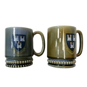 Wade Co Armagh Irish Porcelain Ireland Barrel Style Mug Cup Set 10 oz Lot Of 2